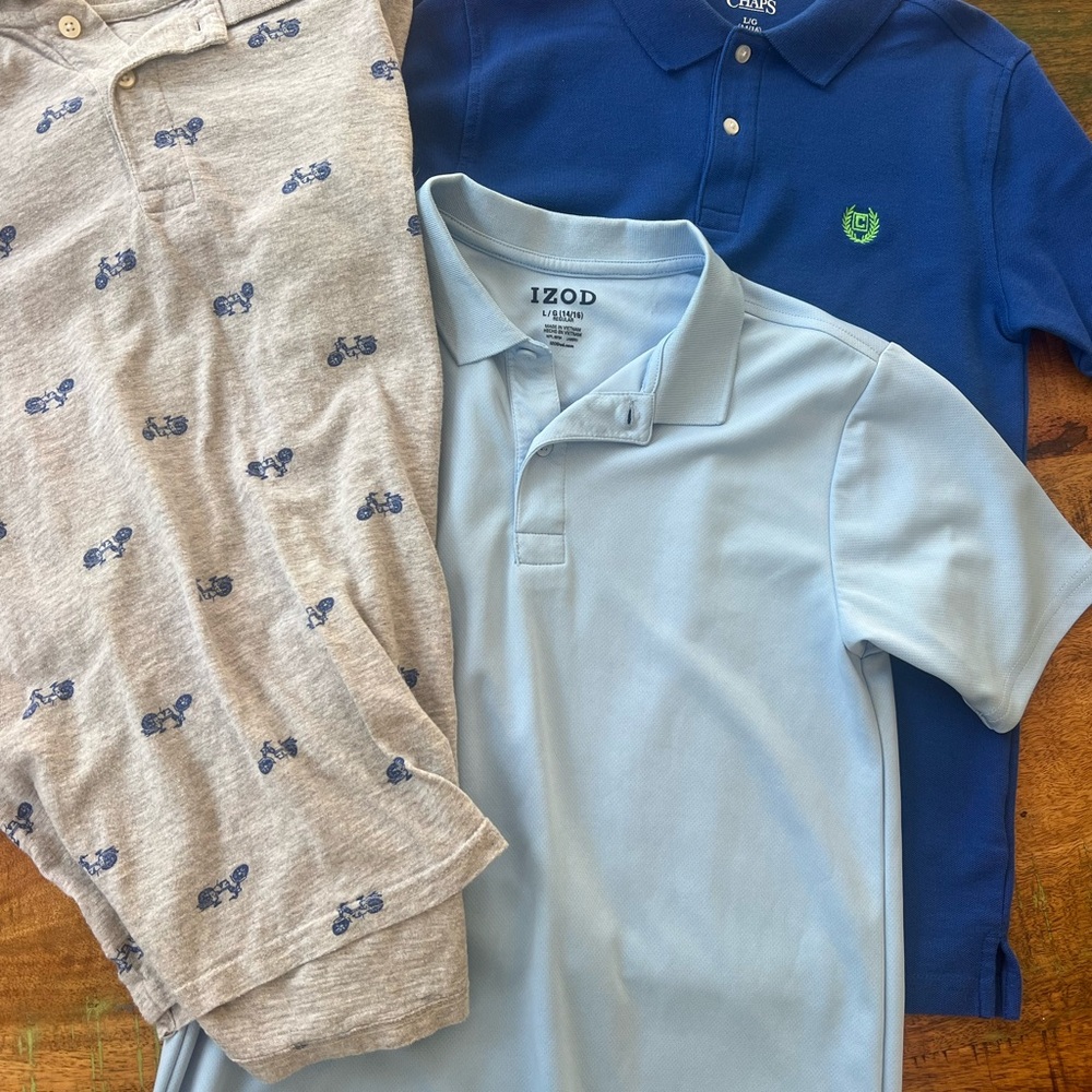 Boys lot of polos.  Boys Chaps, IZOD and Place Polo Shirts